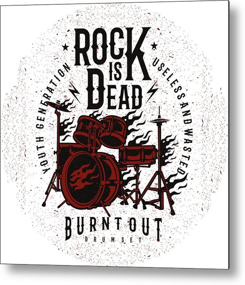 Drums Metal Print featuring the digital art Rock is Dead Drums by Long Shot