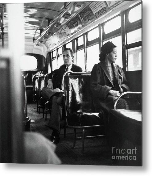 Mature Adult Metal Print featuring the photograph Rosa Parks Riding The Bus by Bettmann