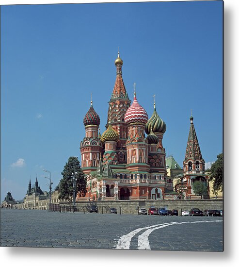 Red Square Metal Print featuring the photograph Russia, Moscow, Red Square, St Basil by Bernhard Lang