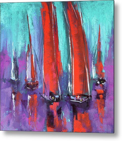 Sailing Metal Print featuring the pastel Sailing by David Patterson