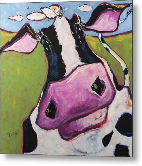 Cow Metal Print featuring the painting Sandra by Terri Einer