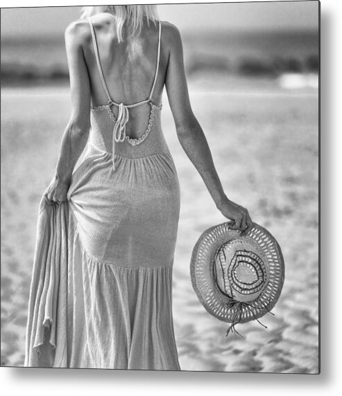 Woman Metal Print featuring the photograph Sea, Sun, And Sand by Piet Flour