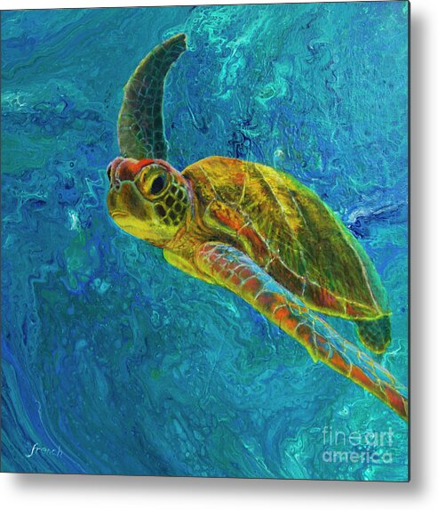 Painting Metal Print featuring the painting Sea Turtle by Jeanette French
