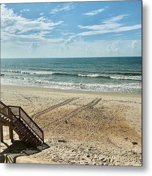 Sea Turtle Metal Print featuring the photograph Sea Turtle Tracks Surf City Topsail Island N by Flippin Sweet Gear