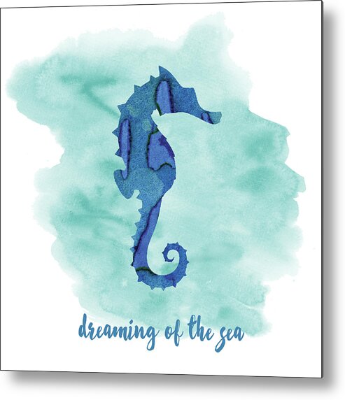 Seahorse Metal Print featuring the mixed media Seahorse by Erin Clark