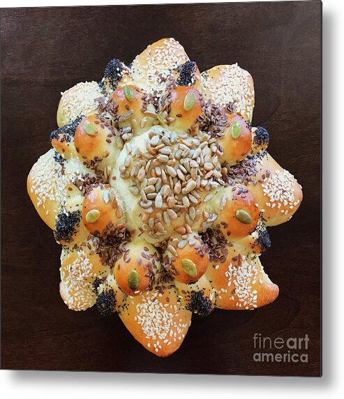 Bread Metal Print featuring the photograph Seeded Pull Apart Sourdough Flower 2 by Amy E Fraser