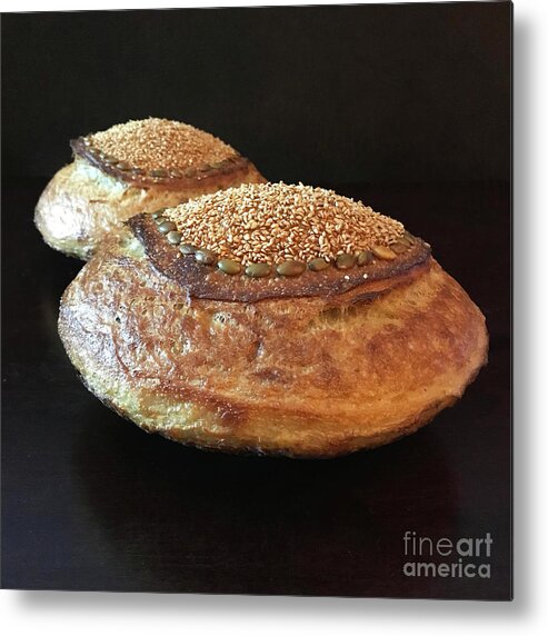 Bread Metal Print featuring the photograph Seeded White And Rye Sourdough 2 by Amy E Fraser