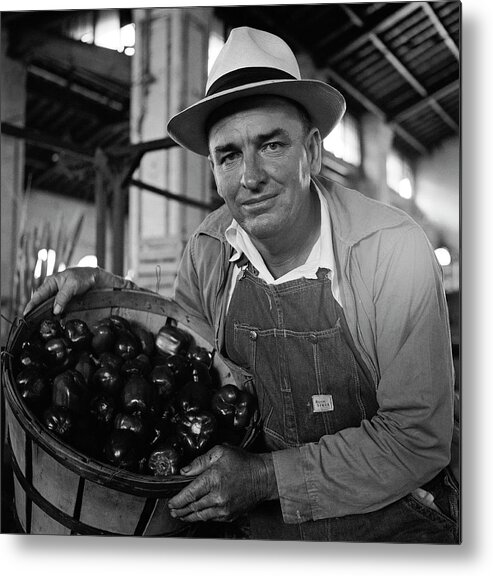 Merchandise Metal Print featuring the photograph Selling Peppers at Savannah City Market by Robert W. Kelley