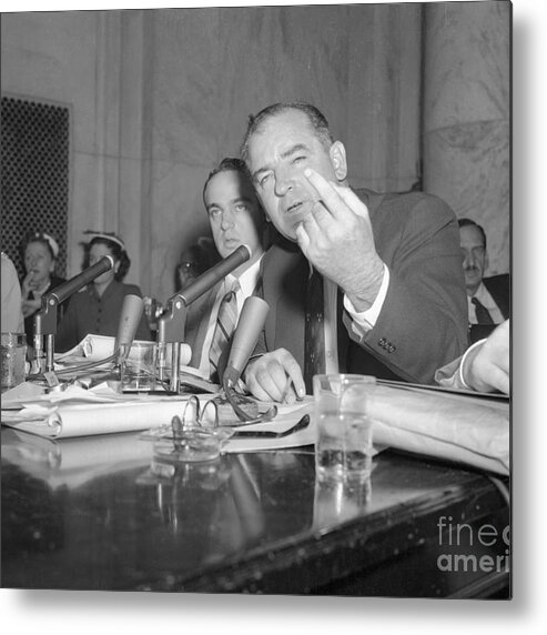 Event Metal Print featuring the photograph Senator Joseph Mccarthy Gesturing While by Bettmann