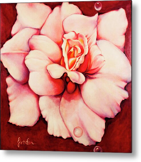Blooms.large Rose Metal Print featuring the painting Sheer Bliss by Jordana Sands