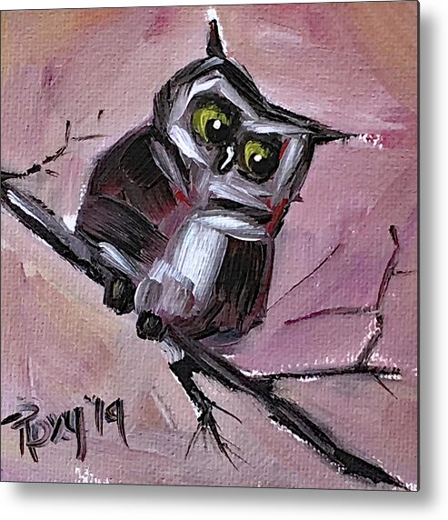 Owl Metal Print featuring the painting Sideways by Roxy Rich