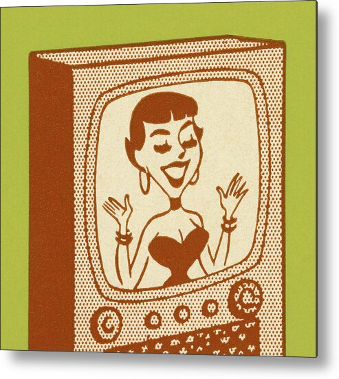Actor Metal Print featuring the drawing Smiling Woman on TV by CSA Images