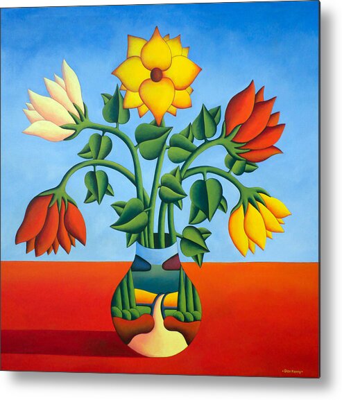 Flowers Metal Print featuring the painting Softvase with flowers by Alan Kenny