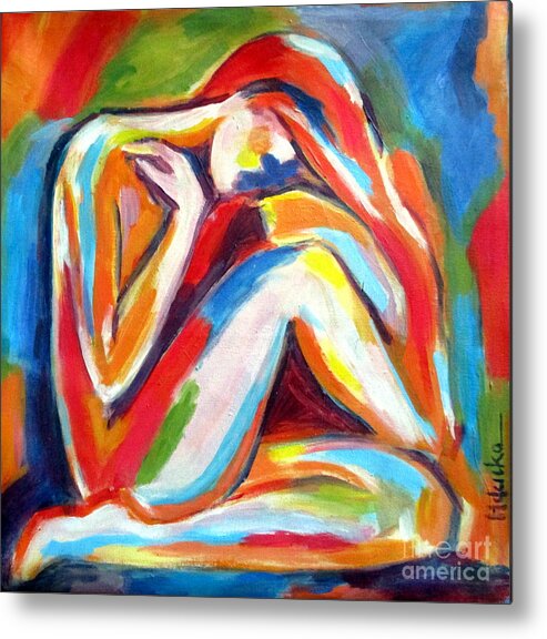 Nude Figures Metal Print featuring the painting Solitude by Helena Wierzbicki