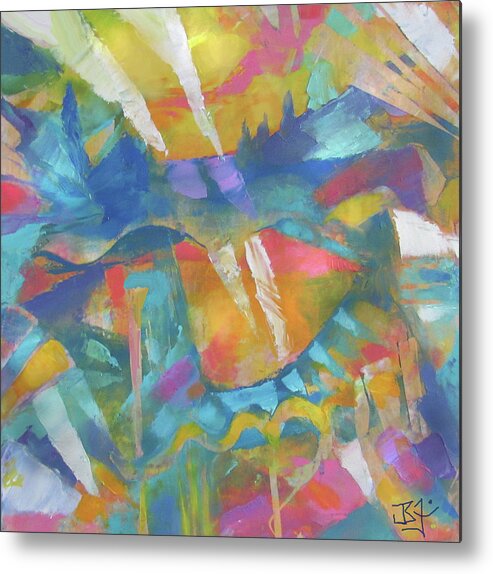 Colorful Abstract Metal Print featuring the painting Southwest by Jean Batzell Fitzgerald