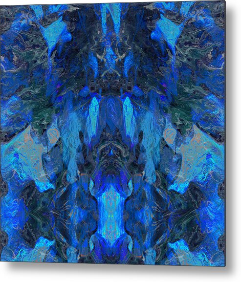 Abstract Metal Print featuring the mixed media Spirit Blues by Stephanie Grant