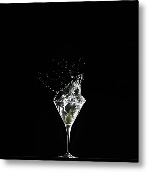Martini Glass Metal Print featuring the photograph Splashed Cocktail by Monica Rodriguez