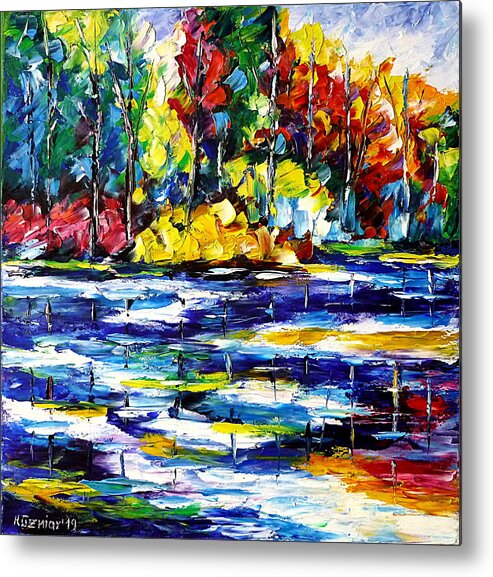 Colorful Landscape Painting Metal Print featuring the painting Spring Impression by Mirek Kuzniar