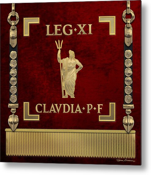 ‘rome’ Collection By Serge Averbukh Metal Print featuring the digital art Standard of the 11th Roman Legion - Vexillum of Legio XI Claudia by Serge Averbukh