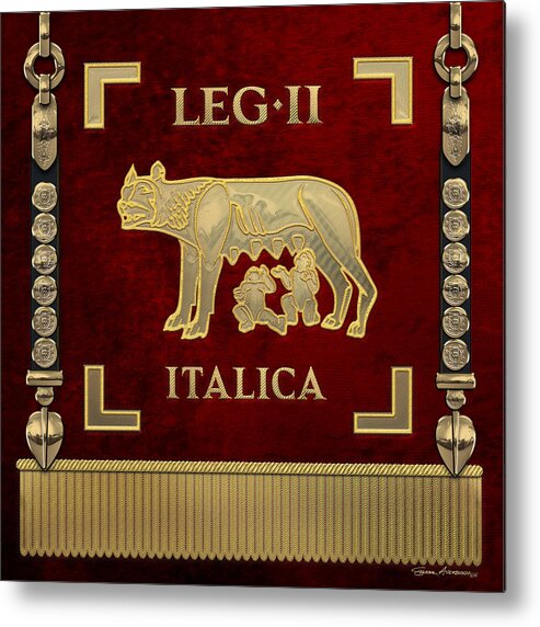 ‘rome’ Collection By Serge Averbukh Metal Print featuring the digital art Standard of the Italian Second Legion - Vexillum of Legio II Italica by Serge Averbukh