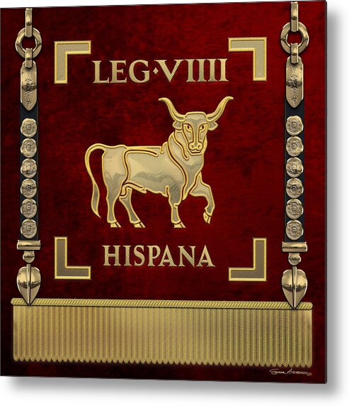 ‘rome’ Collection By Serge Averbukh Metal Print featuring the digital art Standard of the Spanish 9th Legion - Vexillum of Legio IX Hispana by Serge Averbukh