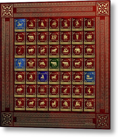 ‘rome’ Collection By Serge Averbukh Metal Print featuring the digital art Standards of Roman Imperial Legions - Legionum Romani Imperii Insignia by Serge Averbukh