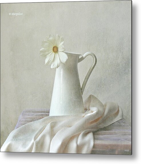 Vase Metal Print featuring the photograph Still Life With White Flower by By Margoluc