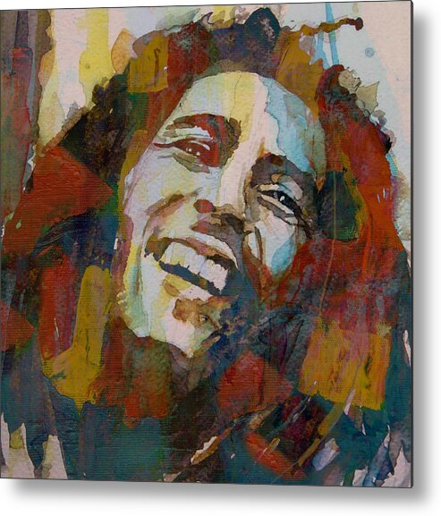 Bob Marley Metal Print featuring the painting Stir It Up - Retro - Bob Marley by Paul Lovering