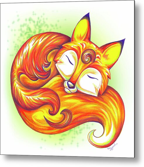Fox Metal Print featuring the drawing Stylized Fox II by Sipporah Art and Illustration