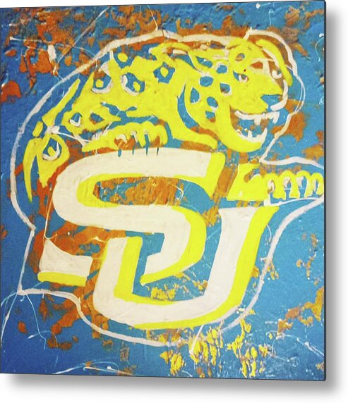 Southern University Hbcu Love Metal Print featuring the painting Su Love by Femme Blaicasso