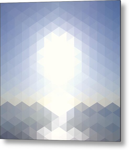 Scenics Metal Print featuring the digital art Sun Over The Sea - Abstract Geometric by Bgblue