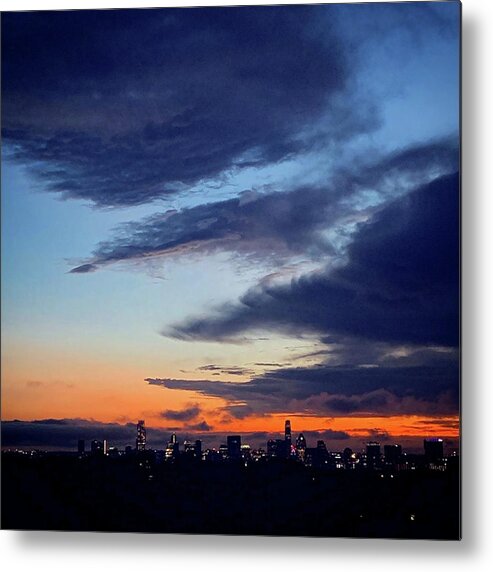 Daniel Metal Print featuring the painting Sunset over Austin by Daniel Nelson