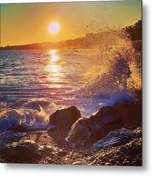 Sunset Metal Print featuring the photograph Sunset Splash by Andrea Whitaker