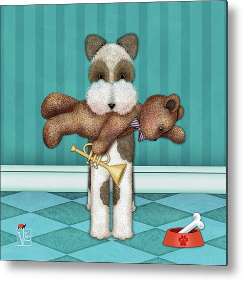 Terrier Metal Print featuring the digital art T is for Terrier and Teddy by Valerie Drake Lesiak