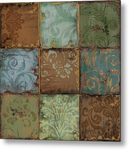 Damask Metal Print featuring the mixed media Tapestry Tiles II by Daphn? B.