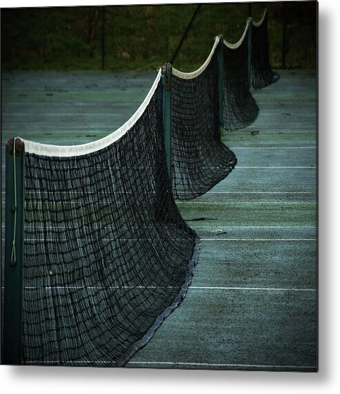 Tennis Metal Print featuring the photograph Tennis Nets On An Abandoned Court by Jon Wild