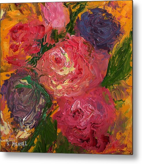 Rose Metal Print featuring the painting Textured Rose by Susan Hensel