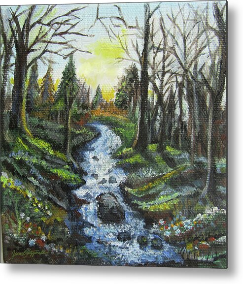 Brook Metal Print featuring the painting The Creek at Twilight by Jean Batzell Fitzgerald