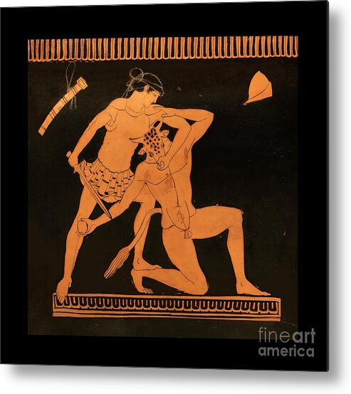 Etruscan Metal Print featuring the photograph Theseus And Minotaur Storage Jar. by David Parker/science Photo Library