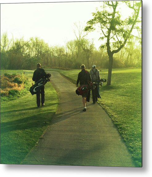 Grass Metal Print featuring the photograph Three Golfers by Chasing Light Photography Thomas Vela