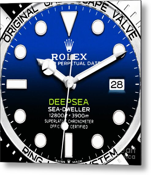 Wingsdomain Metal Print featuring the photograph Time Piece Rolex Deepsea Sea Dweller 20191011 Painterly by Wingsdomain Art and Photography