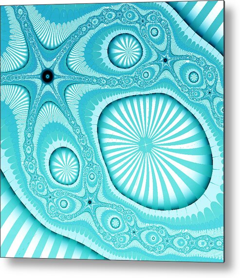 Abstract Metal Print featuring the digital art Turquoise coastal abstract by Bonnie Bruno