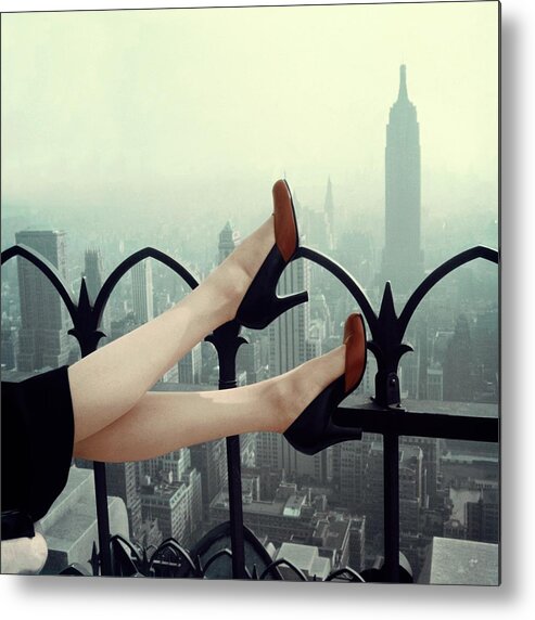 Accessories Metal Print featuring the photograph Two-Color Pumps Beside the New York City Skyline by Edward Kasper