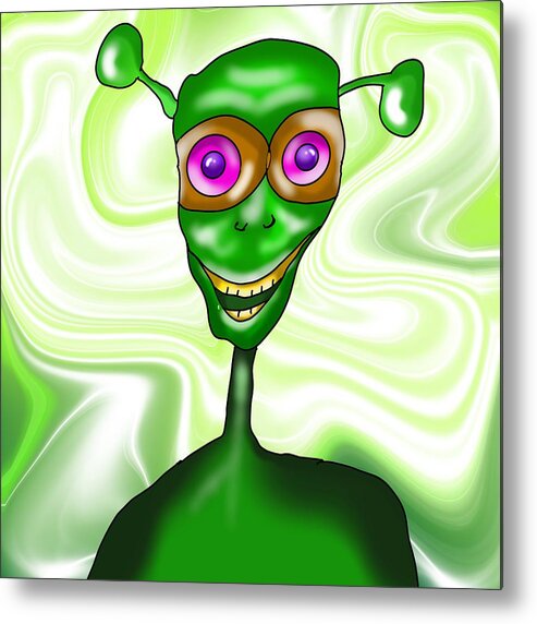 Ufo Male Metal Print featuring the painting UFO Male by Patricia Piotrak