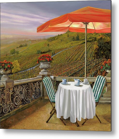 Vineyard Metal Print featuring the painting Un Caffe' Nelle Vigne by Guido Borelli
