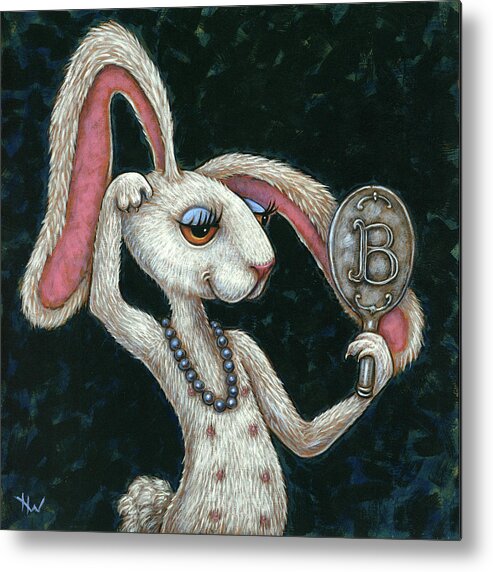 Rabbit Metal Print featuring the painting Vanity by Holly Wood