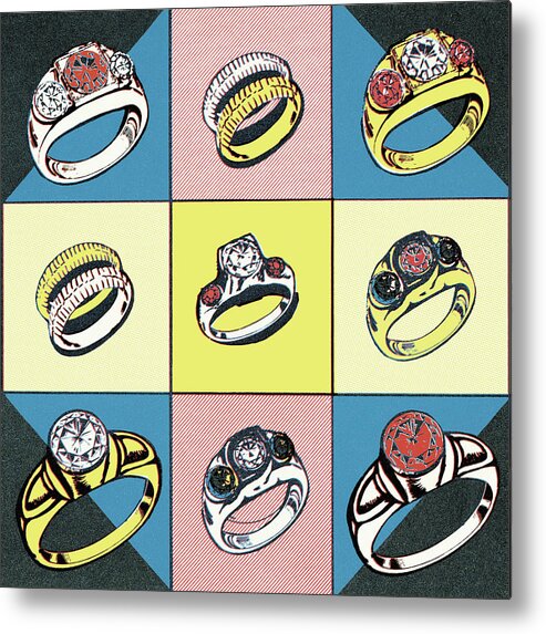 Accessories Metal Poster featuring the drawing Variety of Rings by CSA Images
