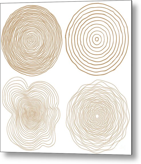 Dividing Metal Print featuring the digital art Vector Tree Rings Background And Saw by Tigerstrawberry