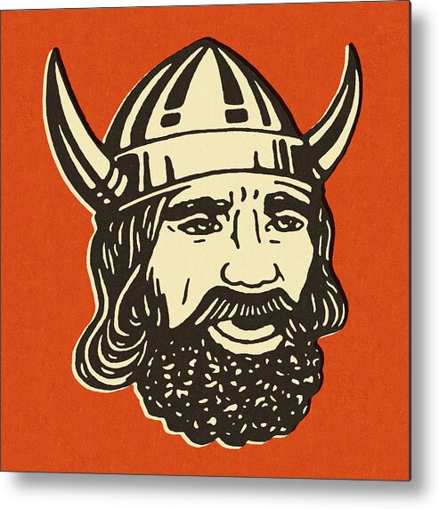 Adult Metal Print featuring the drawing Viking Man With Beard by CSA Images