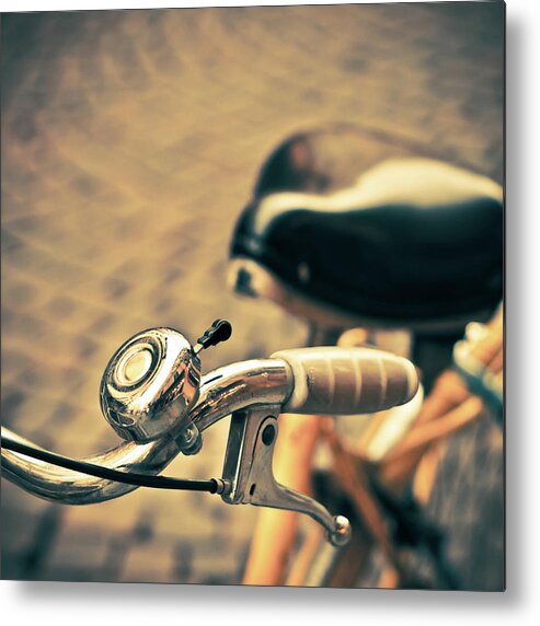 Handlebar Metal Print featuring the photograph Vintage Bicycle Bell, Italian Street by Giorgiomagini